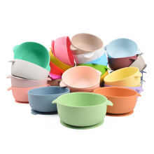 Baby food grade silicone bowl, children learn to eat bowl with suction cup, integrated high temperature resistant silicone bowl